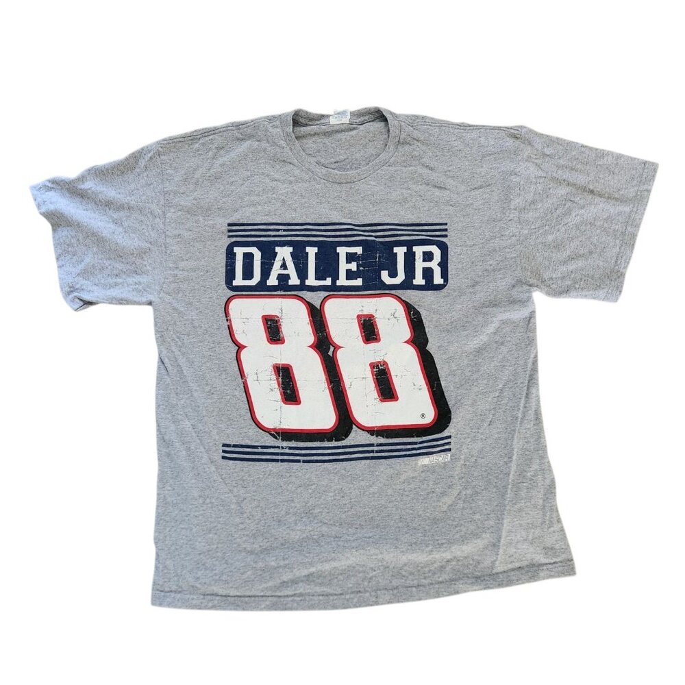 Dale Earnhardt‎ Jr. #88 Vintage T-Shirt Gray Checkered Flag NASCAR Pro Mens 2XL
